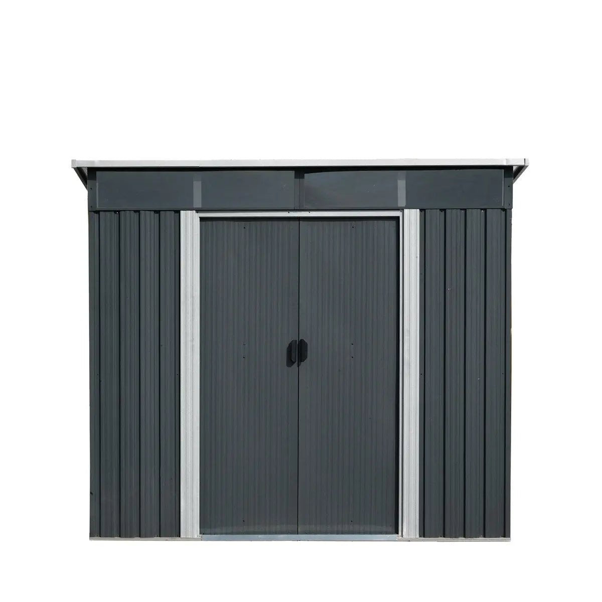 6’ x 8’ Galvanized Metal Pent Shed w/Skylight, 29 GA Corrugated Metal, 80″ Peak Ceiling, TMG-MS0608P