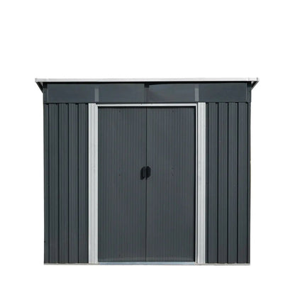6’ x 8’ Galvanized Metal Pent Shed w/Skylight, 29 GA Corrugated Metal, 80″ Peak Ceiling, TMG-MS0608P