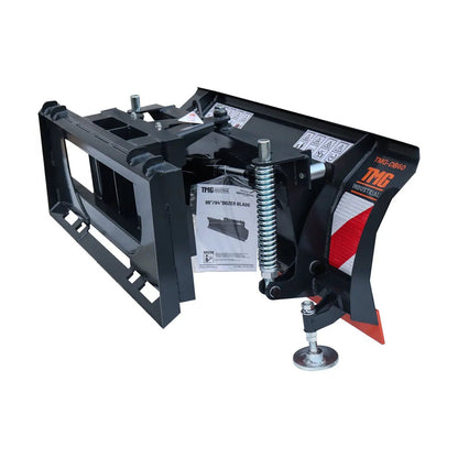 60″ Skid Steer Dozer Blade/Snow Pusher, 30° Left & Right, Bolt-On Cutting Edge, Adjustable Skid Shoes, Universal Quick Mount, TMG-DB60