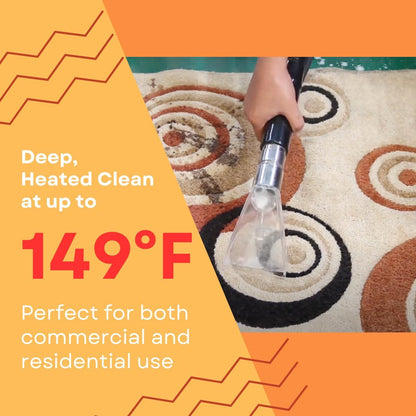 Commercial Heated Carpet & Upholstery Extractor, 160 PSI, 5.3 Gal Tank, 149°F