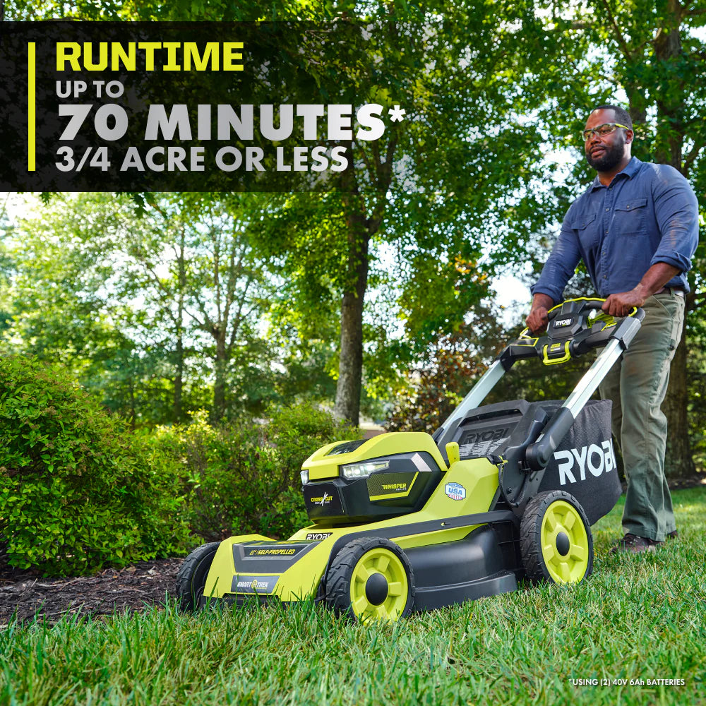 RYOBI 40v Hp brushless 21″ self-propelled AWD dual-blade mower kit