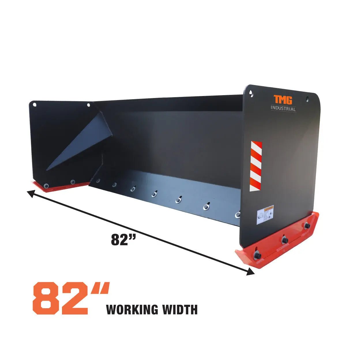 7’ Skid Steer Snow Pusher w/Steel Cutting Edge, Pivoting Wear Shoes, Side Braces, 40-70 HP, TMG-SP07