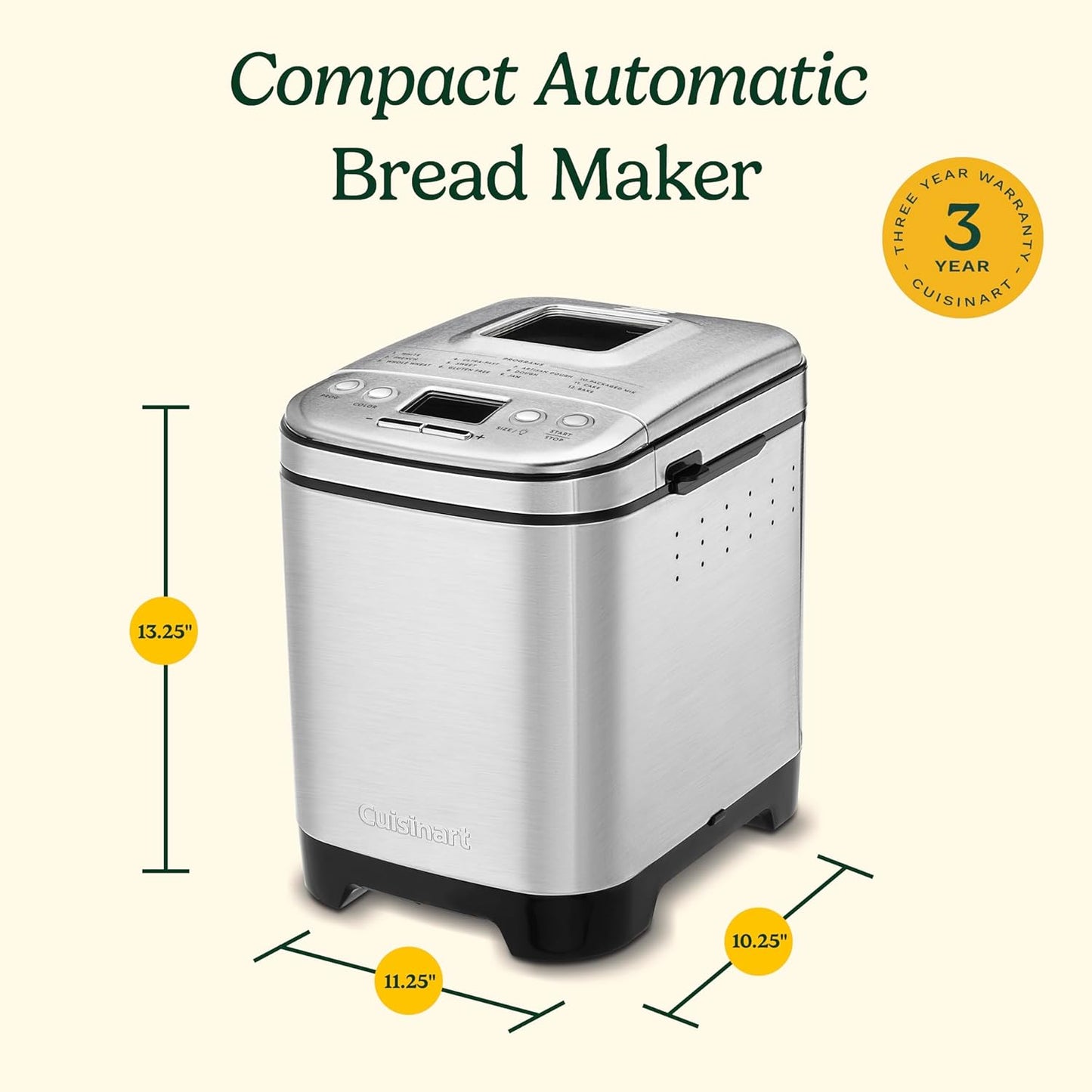 Cuisinart CBK-210 Stainless Steel Bread Maker, 16 Menus, 3 Loaf Sizes