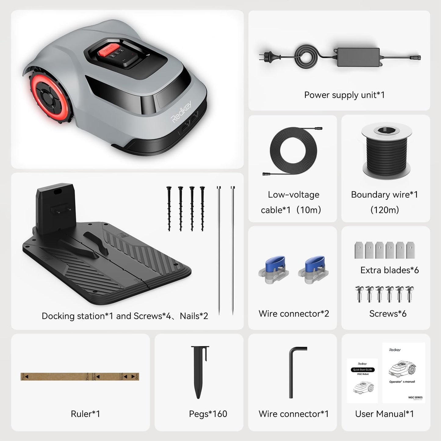 Redkey MGC1000 Robot Lawn Mower for 0.25 Acre with Auto Recharge