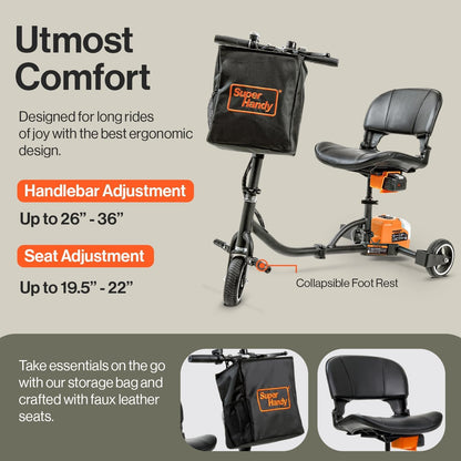 SuperHandy Foldable 3-Wheel Mobility Scooter for Adults, 13-Mile Range, Travel Friendly