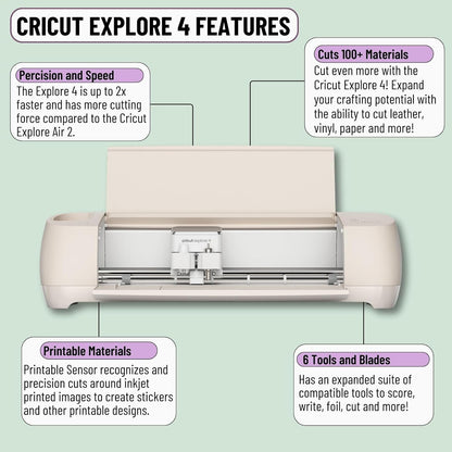 Cricut Explore 4 Cutting Machine Bundle with Vinyl & Iron-On Materials