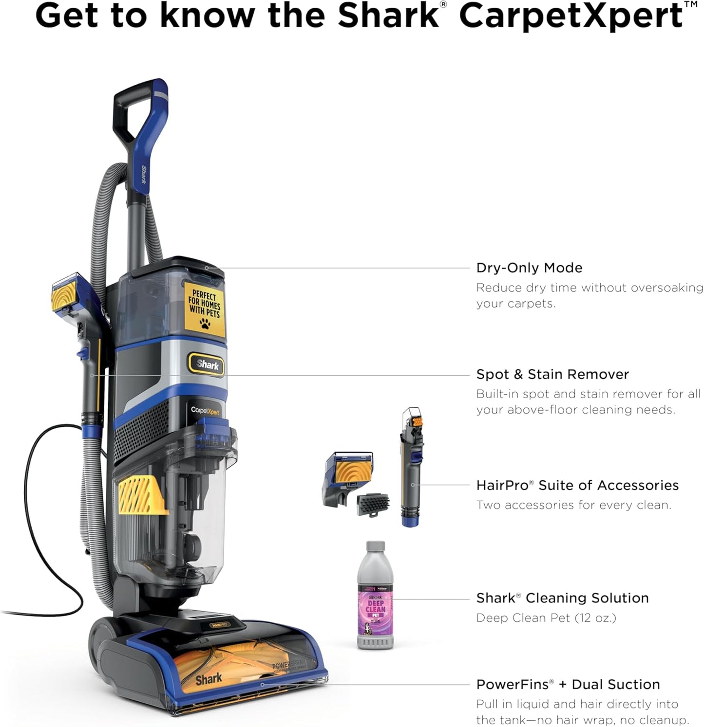 Shark CarpetXpert Carpet & Upholstery Cleaner with StainStriker, EX201