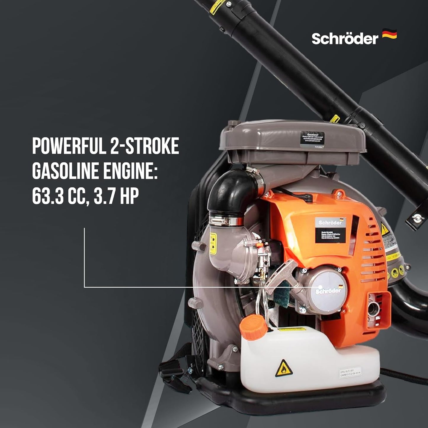 Schröder SR-6400L Backpack Gas Leaf Blower, 3.7 HP Engine