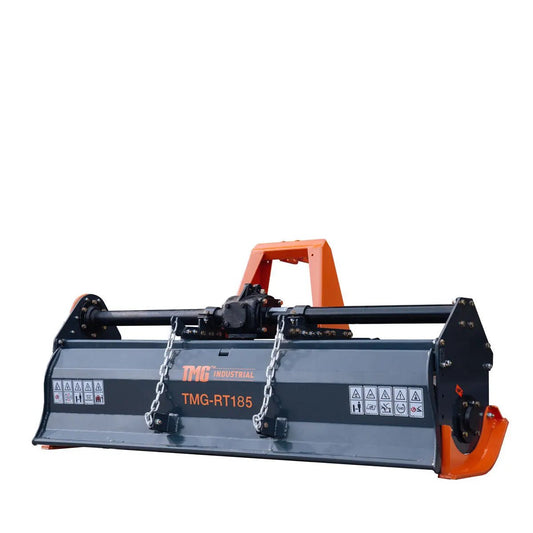 72″ 3-Point Hitch Rotary Tiller, 40-60 HP Tractor, 6″ Tilling Depth, PTO Shaft Included, Category 1 & 2 Hookup, TMG-RT185