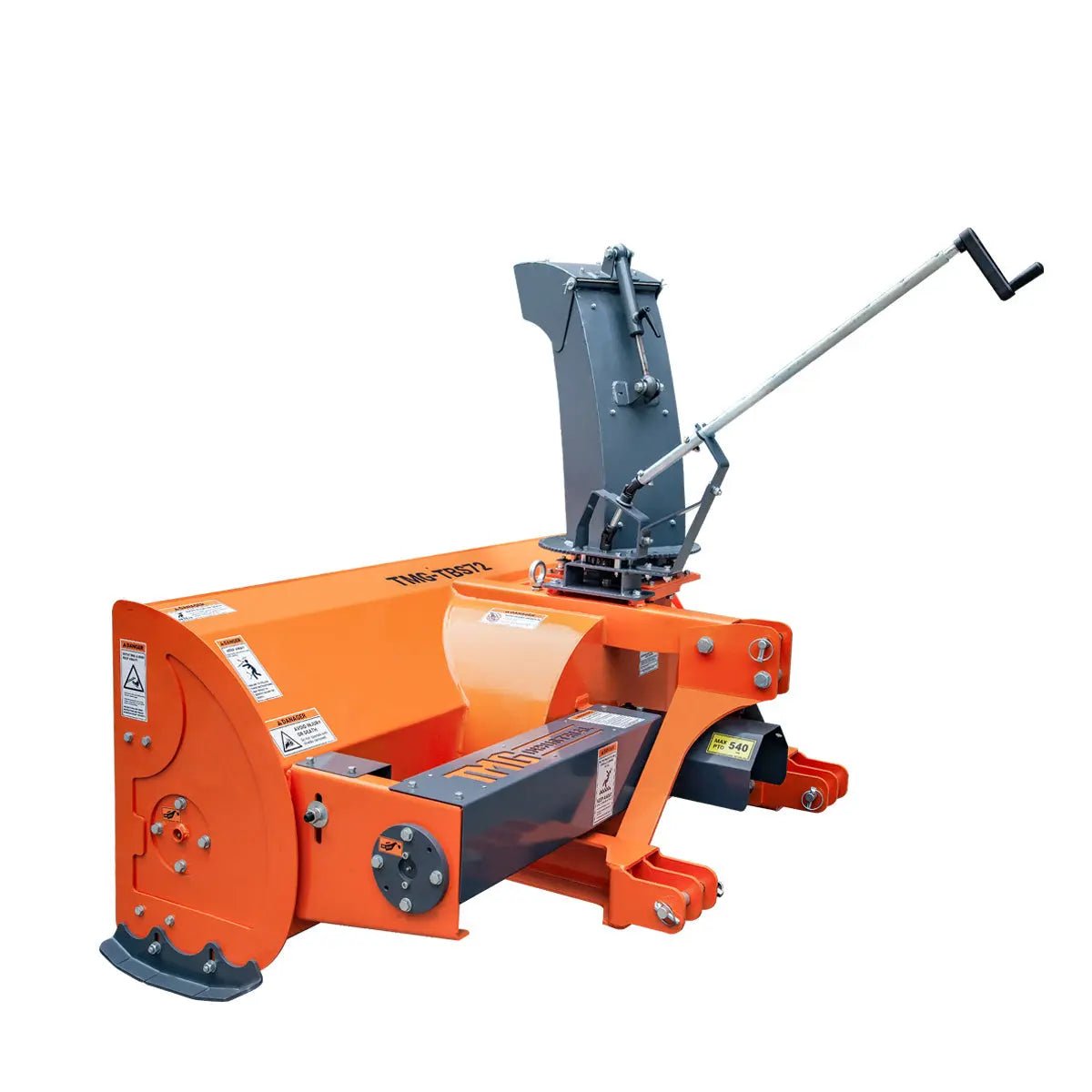 72″ 3-Point Hitch Snow Blower, 25-90 HP, 24″ Diameter Impeller, 360° Snow Chute, CAT 1 & CAT 2 Suspension, TMG-TBS72
