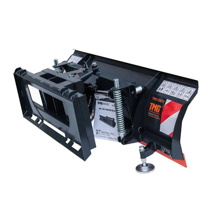 72″ Skid Steer Dozer Blade/Snow Pusher, 30° Left & Right, Bolt-On Cutting Edge, Adjustable Skid Shoes, Universal Quick Mount, TMG-DB72