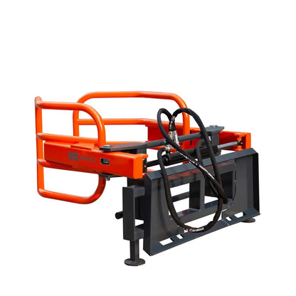 72″ Skid Steer Hydraulic Round Bale Gripper/Squeeze, 2500 lb Capacity, 35″ Depth, Dual Kickstands, Tubular Arms, Universal Quick-Mount, TMG-SBG72
