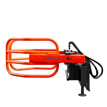 72″ Skid Steer Hydraulic Round Bale Gripper/Squeeze, 2500 lb Capacity, 35″ Depth, Dual Kickstands, Tubular Arms, Universal Quick-Mount, TMG-SBG72