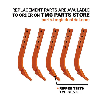 72″ Skid Steer Land Ripper w/Rake Comb, Scarifier, Dethatcher, Forward & Reverse, Depth Adjustable Ripping Teeth, TMG-SLR72