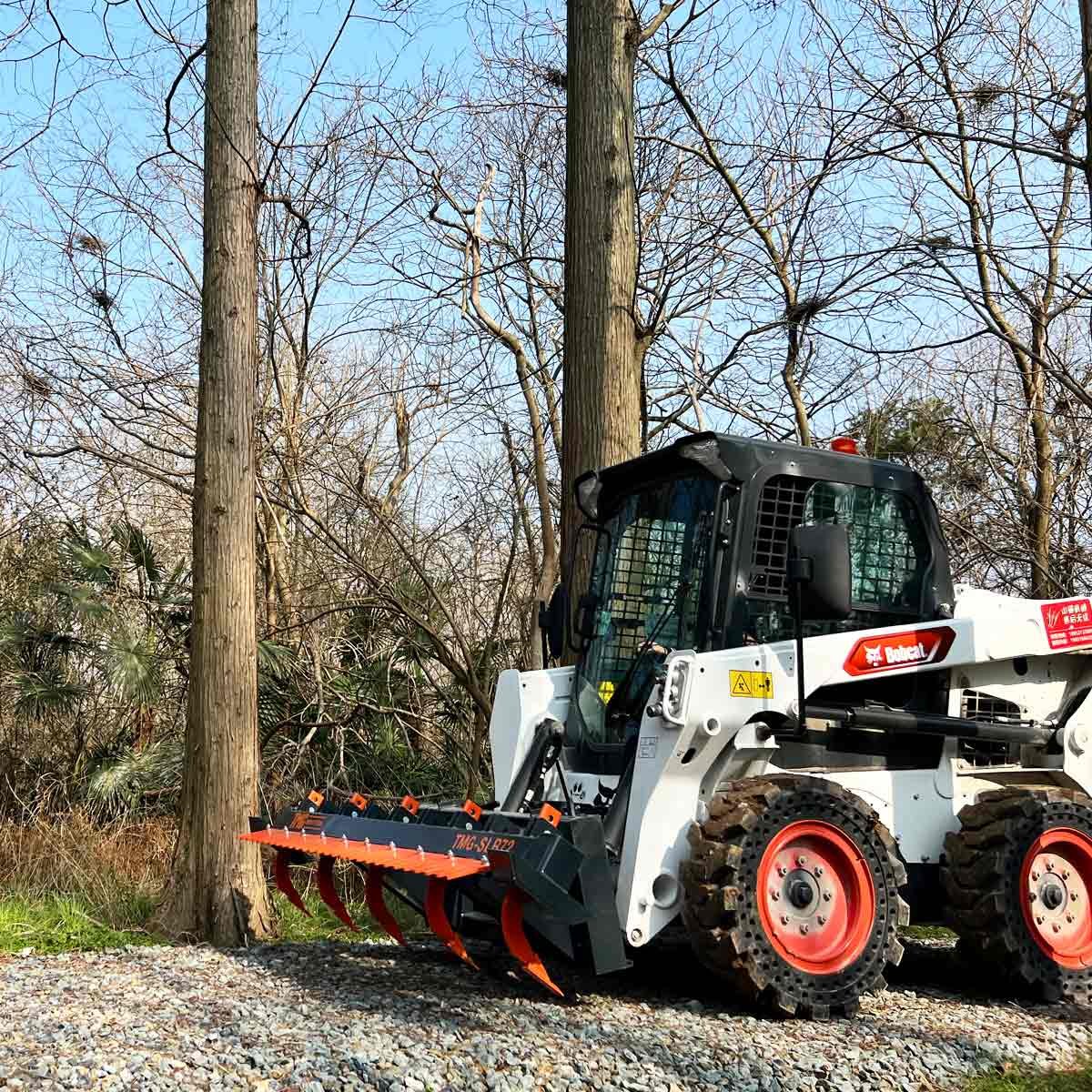 72″ Skid Steer Land Ripper w/Rake Comb, Scarifier, Dethatcher, Forward & Reverse, Depth Adjustable Ripping Teeth, TMG-SLR72