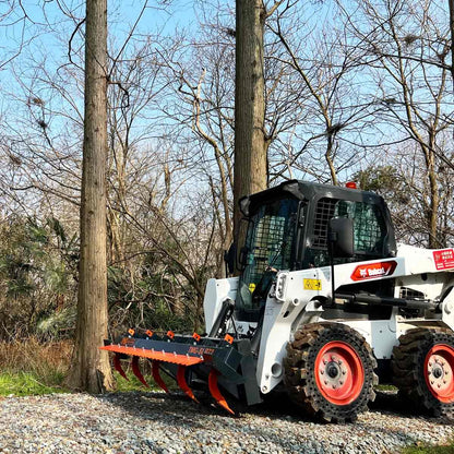 72″ Skid Steer Land Ripper w/Rake Comb, Scarifier, Dethatcher, Forward & Reverse, Depth Adjustable Ripping Teeth, TMG-SLR72