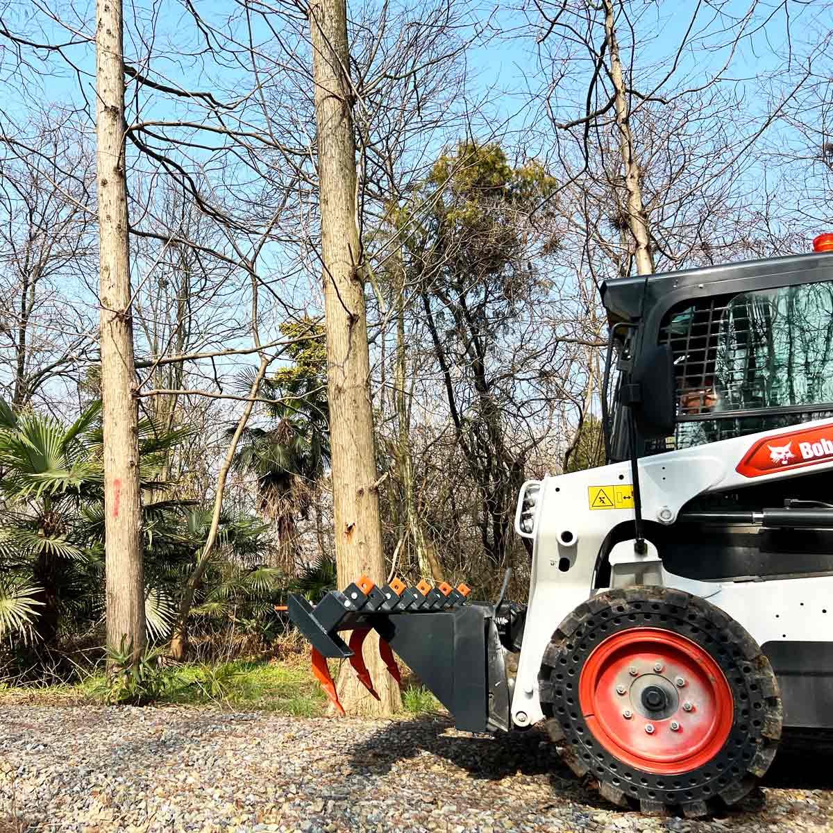 72″ Skid Steer Land Ripper w/Rake Comb, Scarifier, Dethatcher, Forward & Reverse, Depth Adjustable Ripping Teeth, TMG-SLR72