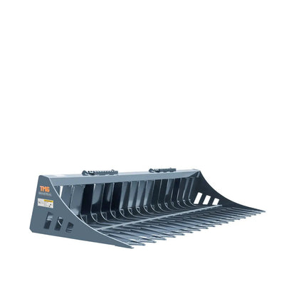 72″ Skid Steer Rock Skeleton Bucket Attachment, Solid Steel, Universal Mount, 4″ Tine Spacing, 45-70 HP, TMG-SB72