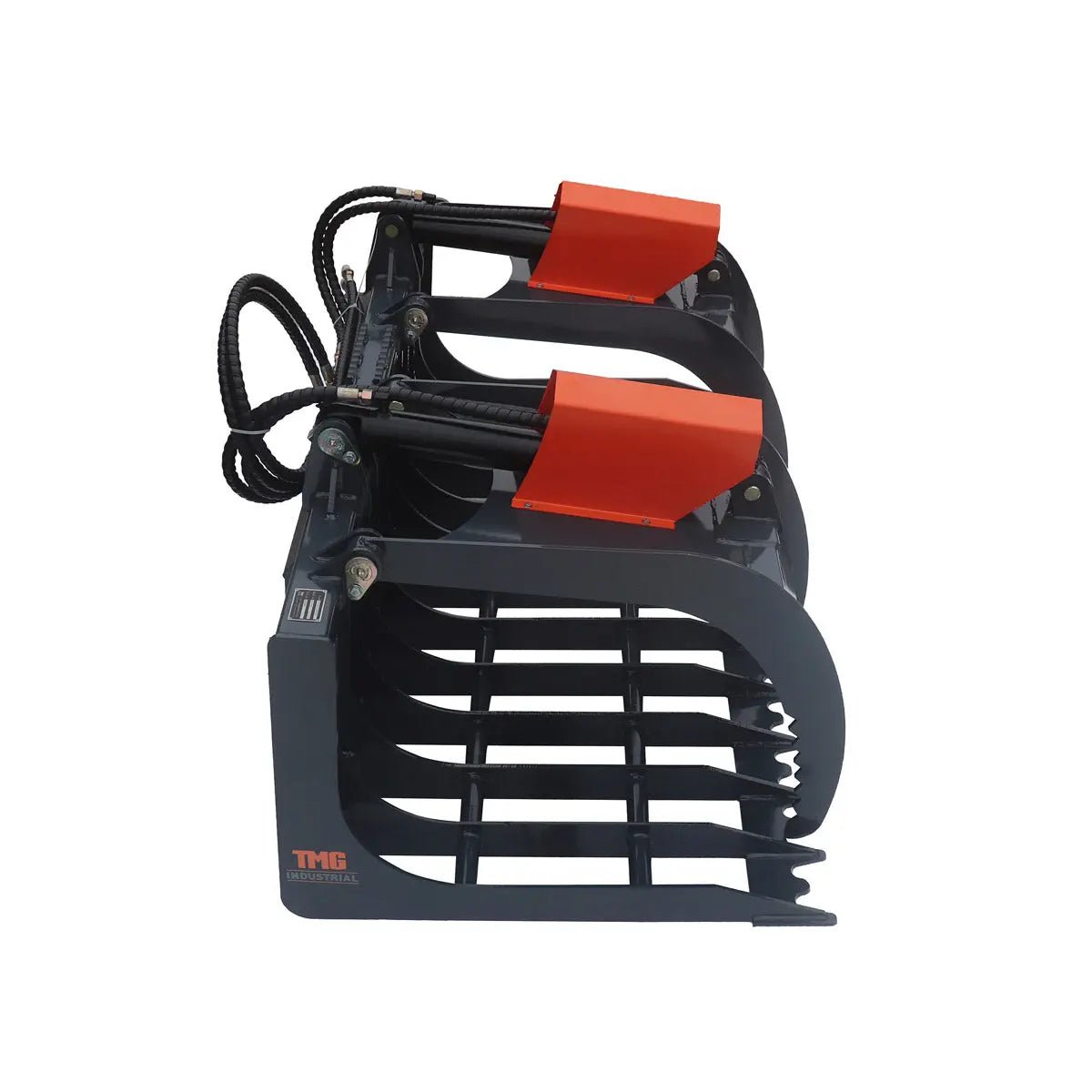 72″ Skid Steer Rock Skeleton Grapple Attachment, Universal Mount, 36″ Arm Opening, 6″ Tine Spacing, 2500 lb Weight Capacity, TMG-SG72