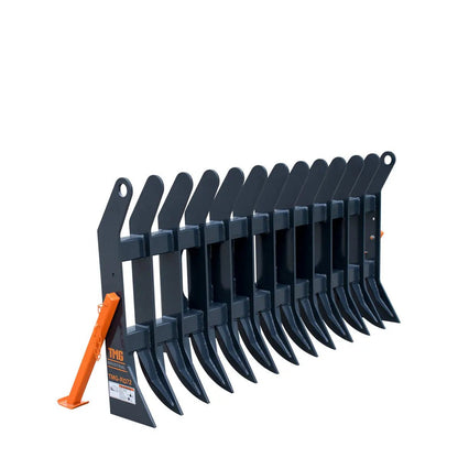72″ Skid Steer Root Debris Rake Attachment, Universal Mount, 6″ Tine Spacing, 30-50 HP Skid Steers, TMG-SDR72