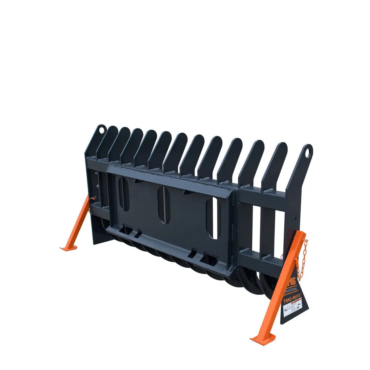 72″ Skid Steer Root Debris Rake Attachment, Universal Mount, 6″ Tine Spacing, 30-50 HP Skid Steers, TMG-SDR72