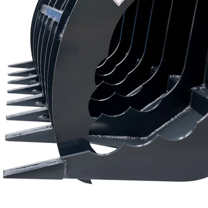 72″ Skid Steer Root Rake Grapple Attachment, Universal Mount, 53″ Jaw Opening, 9″ Tine Spacing, 3000 lb Weight Capacity, TMG-RG72