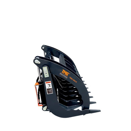 72″ Skid Steer Root Rake Grapple Attachment, Universal Mount, 53″ Jaw Opening, 9″ Tine Spacing, 3000 lb Weight Capacity, TMG-RG72