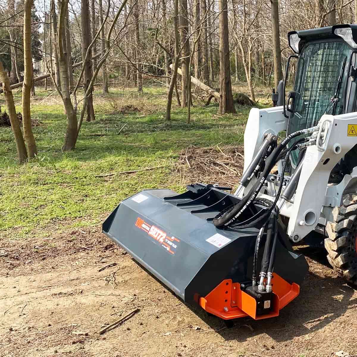72″ Skid Steer Rotary Tiller, Bi-Directional, 6″ Tilling Depth, Universal Skid Mount, TMG-SRT72