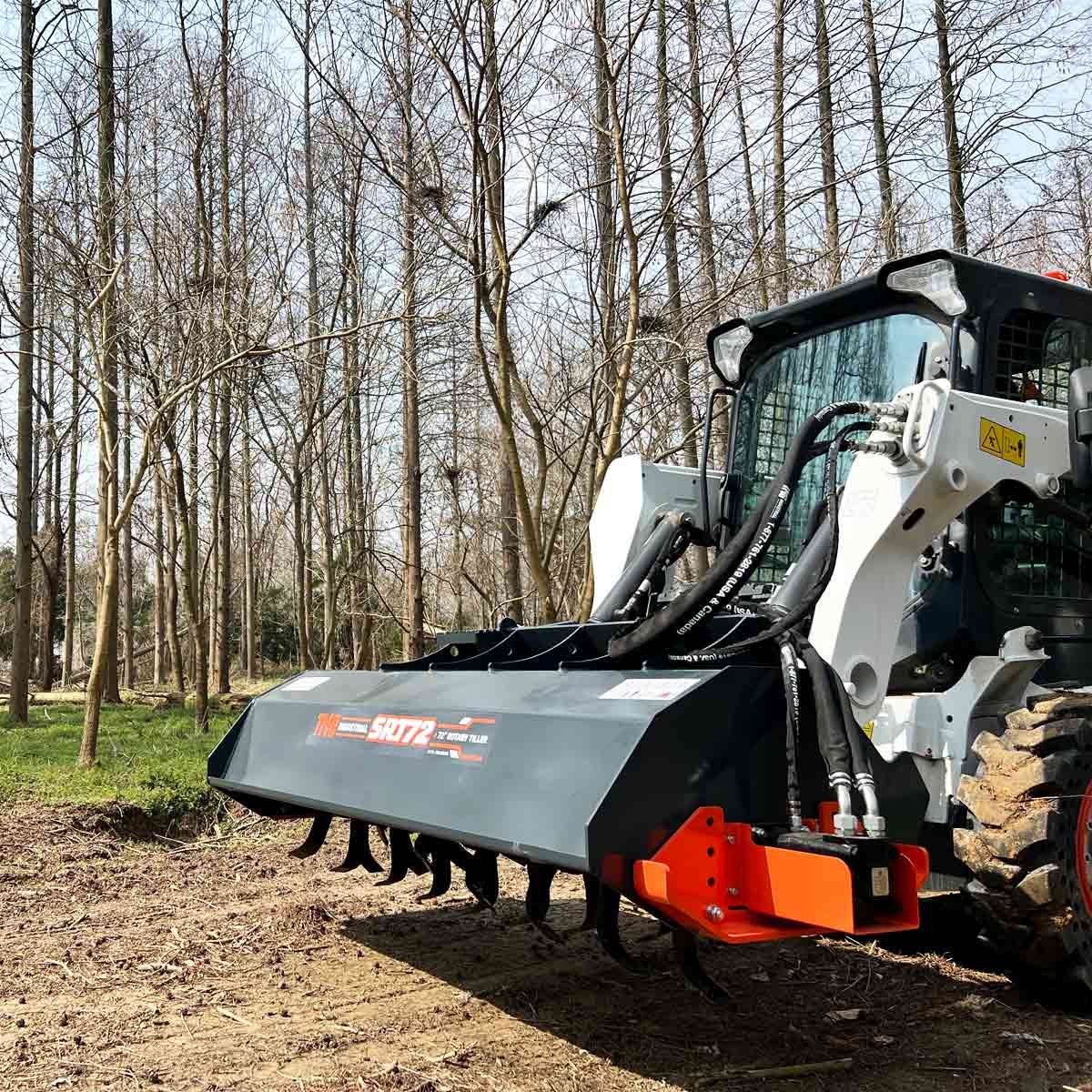 72″ Skid Steer Rotary Tiller, Bi-Directional, 6″ Tilling Depth, Universal Skid Mount, TMG-SRT72
