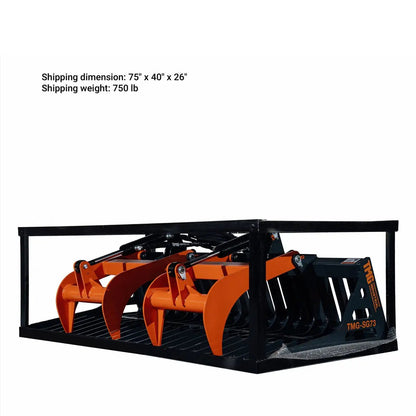 72″ Skid Steer Skeleton Grapple Attachment, Universal Mount, 34″ Arm Opening, 3″ Tine Spacing, 2600 lb Weight Capacity, TMG-SG73