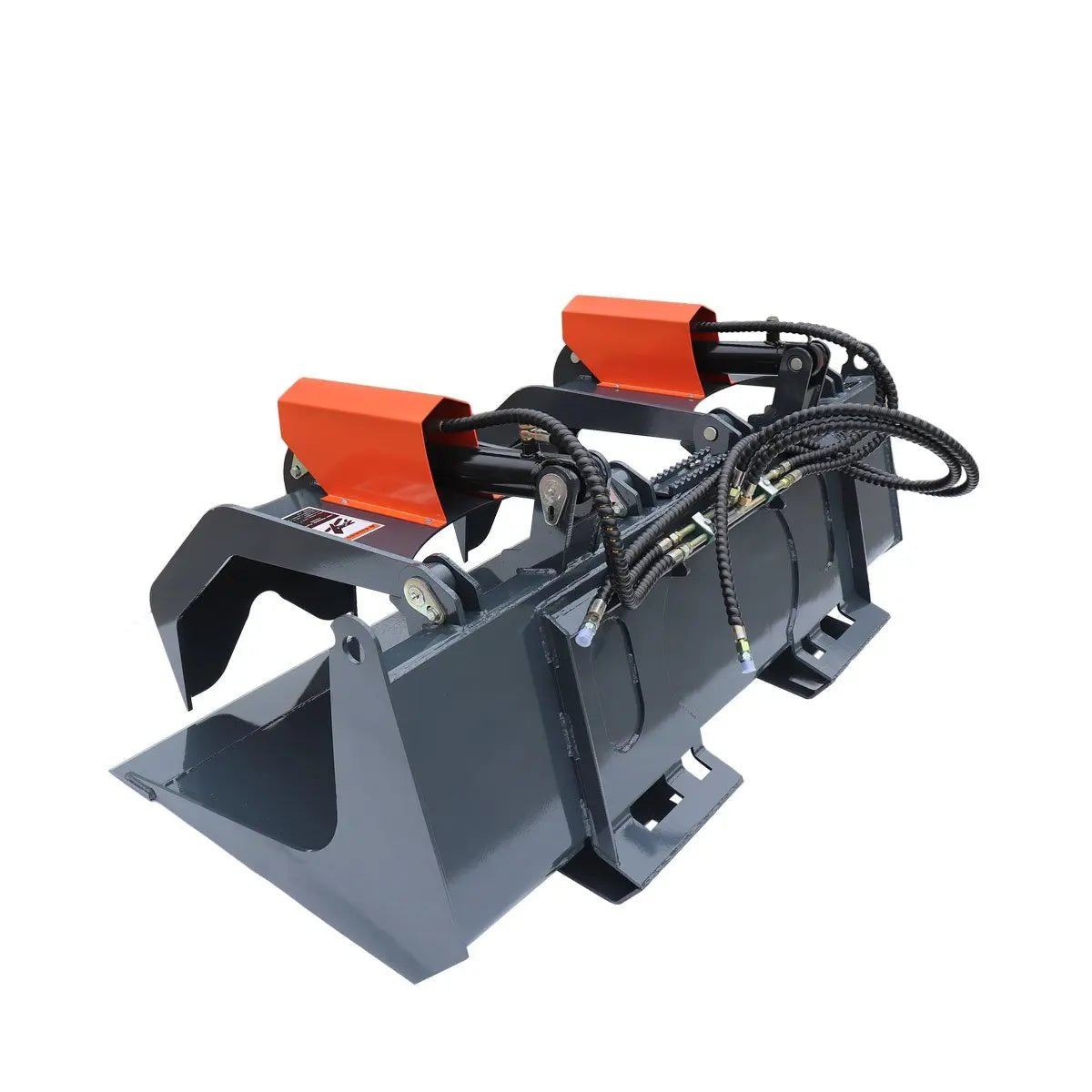 72″ Skid Steer Solid Bottom Grapple Bucket, 35″ Grab Opening, Dual Cylinder Arms, 3000-lb Capacity, 30-70 HP, TMG-GB72