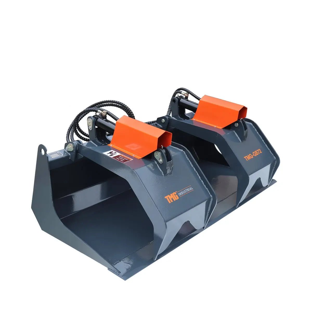 72″ Skid Steer Solid Bottom Grapple Bucket, 35″ Grab Opening, Dual Cylinder Arms, 3000-lb Capacity, 30-70 HP, TMG-GB72