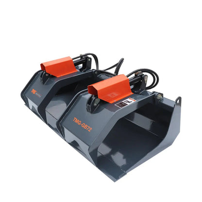 72″ Skid Steer Solid Bottom Grapple Bucket, 35″ Grab Opening, Dual Cylinder Arms, 3000-lb Capacity, 30-70 HP, TMG-GB72