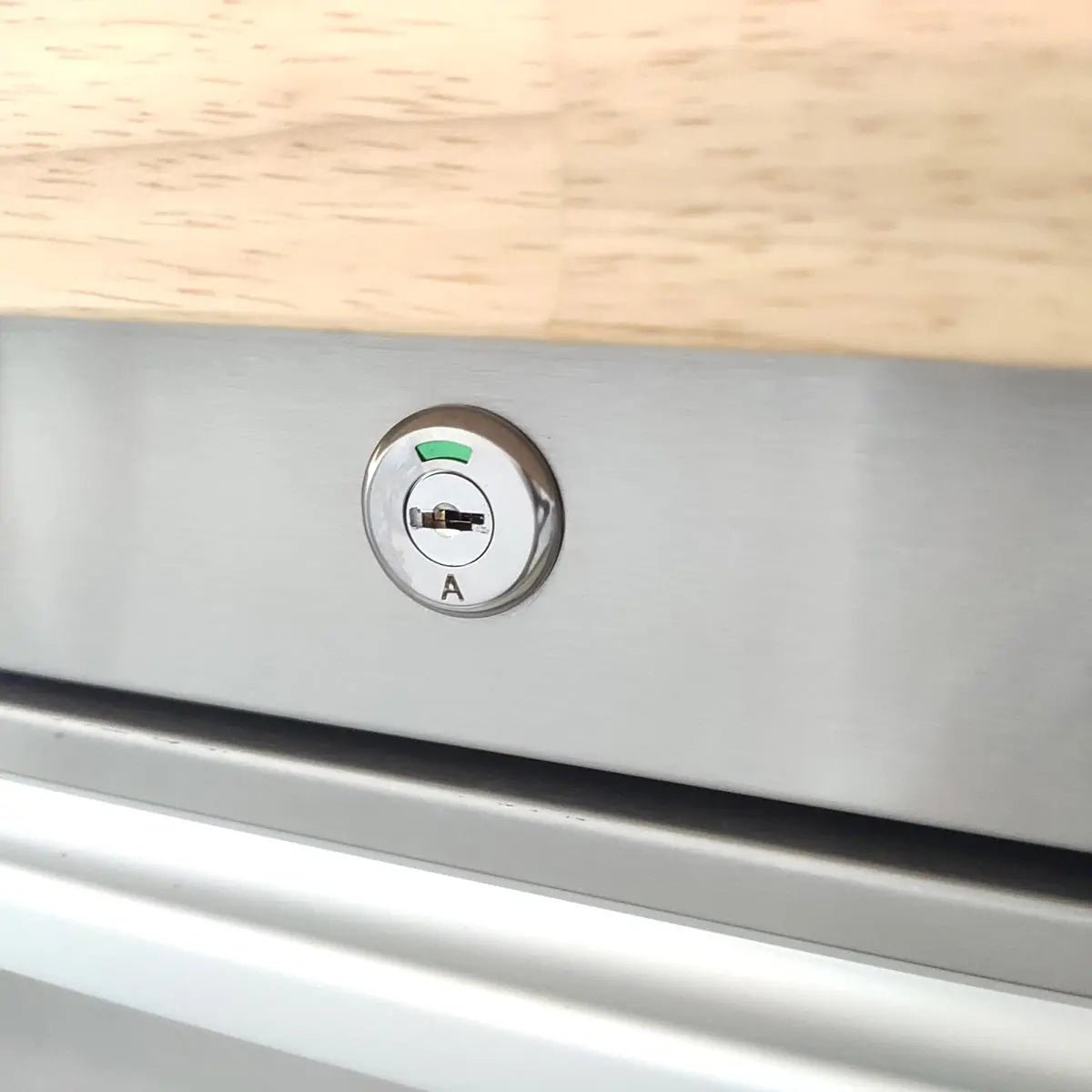 72″ Stainless Steel Rolling Workbench, Rubberwood Tabletop, 15 Lockable Drawers, Locking Wheels, TMG-WB7215S