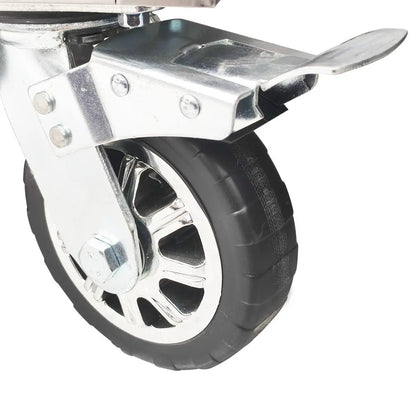 72″ Stainless Steel Rolling Workbench, Rubberwood Tabletop, Lockable Drawers and Cabinet, Locking Wheels, TMG-WB7210S