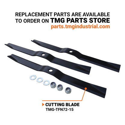 72″ Tow-Behind 3-Point Hitch Finish Mower, 30-50 HP Compact Tractor, PTO Drive Shaft Included, TMG-TFN72