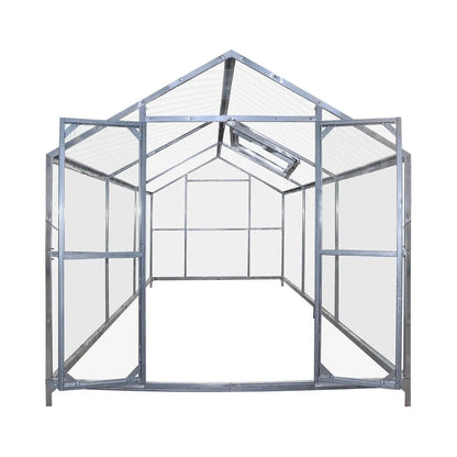 8′ x 10′ Greenhouse with Galvanized Steel Frame, Polycarbonate Twin-Wall Roof and Crystal-Clear Solid Walls TMG-GH811