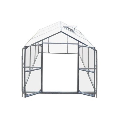 8′ x 10′ Greenhouse with Galvanized Steel Frame, Polycarbonate Twin-Wall Roof and Crystal-Clear Solid Walls TMG-GH811