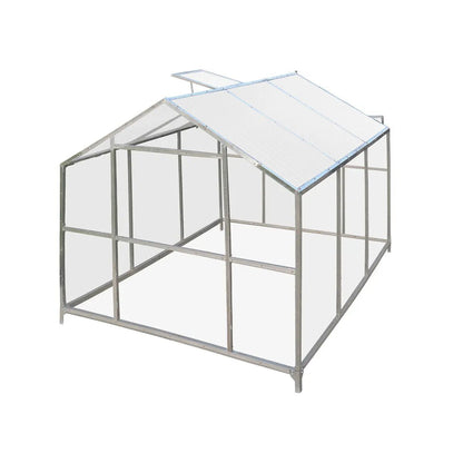8′ x 10′ Greenhouse with Galvanized Steel Frame, Polycarbonate Twin-Wall Roof and Crystal-Clear Solid Walls TMG-GH811