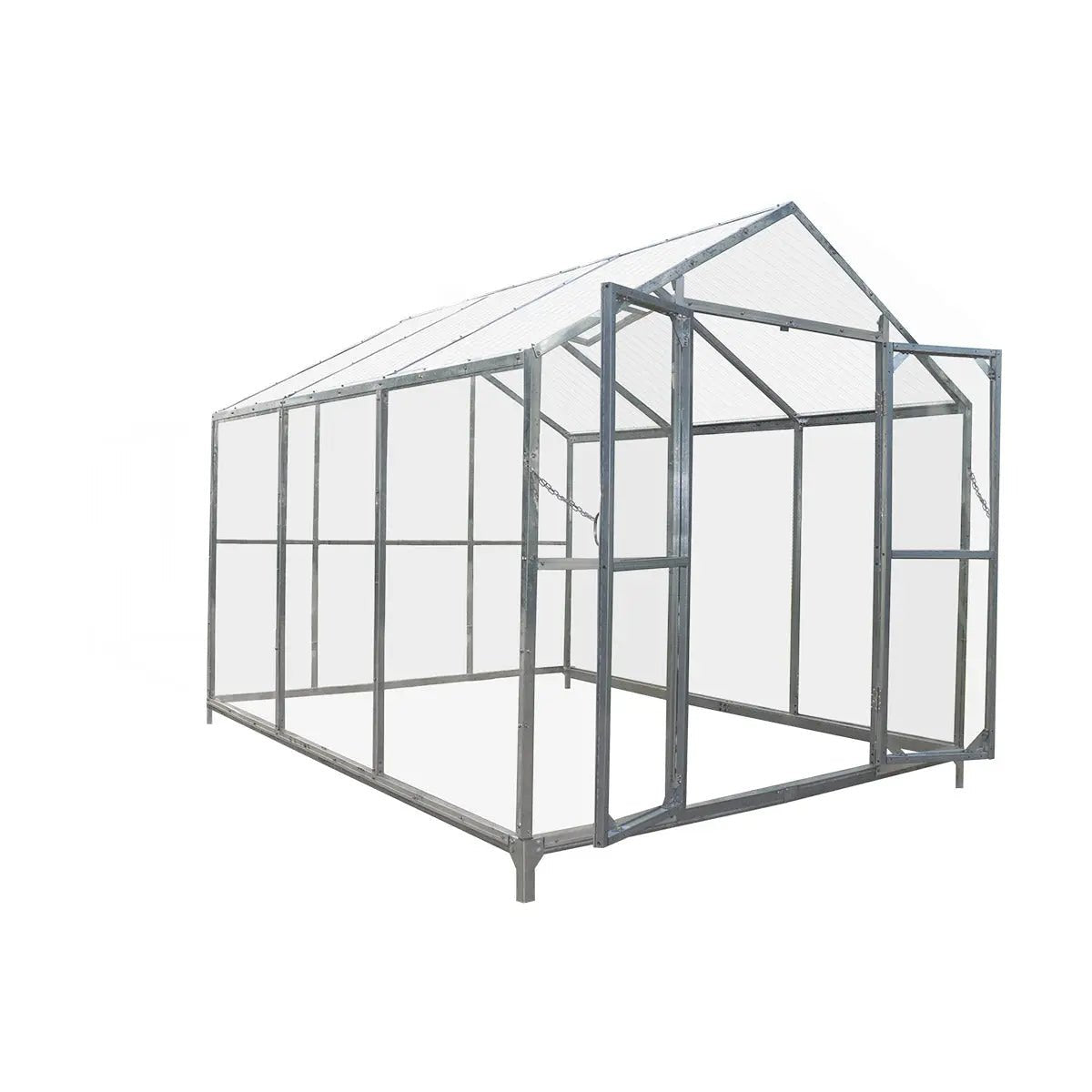 8′ x 10′ Greenhouse with Galvanized Steel Frame, Polycarbonate Twin-Wall Roof and Crystal-Clear Solid Walls TMG-GH811