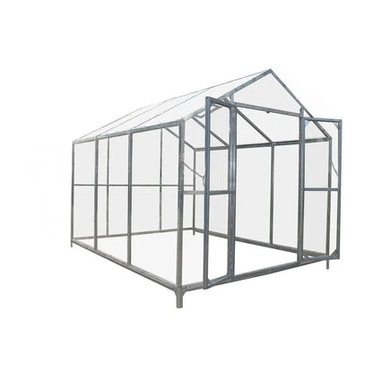 8′ x 10′ Greenhouse with Galvanized Steel Frame, Polycarbonate Twin-Wall Roof and Crystal-Clear Solid Walls TMG-GH811