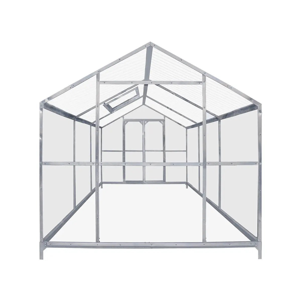 8′ x 10′ Greenhouse with Galvanized Steel Frame, Polycarbonate Twin-Wall Roof and Crystal-Clear Solid Walls TMG-GH811