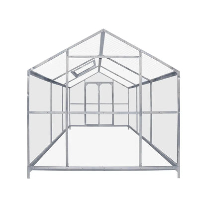 8′ x 10′ Greenhouse with Galvanized Steel Frame, Polycarbonate Twin-Wall Roof and Crystal-Clear Solid Walls TMG-GH811
