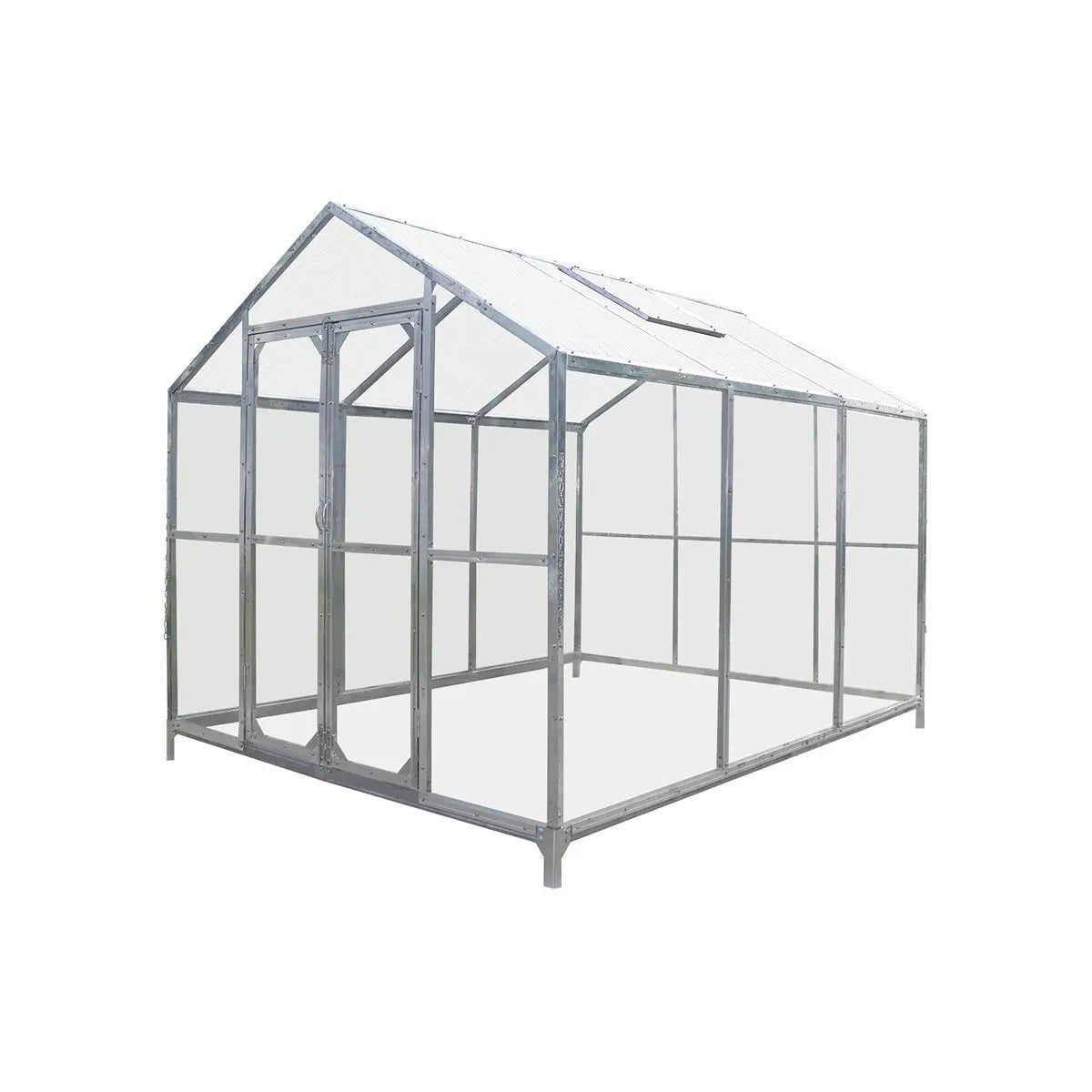 8′ x 10′ Greenhouse with Galvanized Steel Frame, Polycarbonate Twin-Wall Roof and Crystal-Clear Solid Walls TMG-GH811
