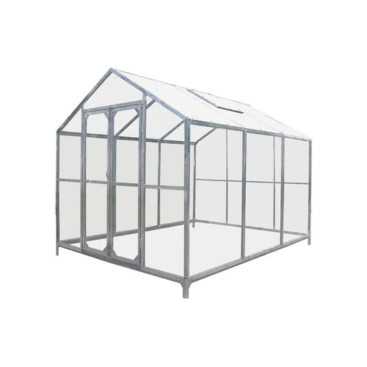 8′ x 10′ Greenhouse with Galvanized Steel Frame, Polycarbonate Twin-Wall Roof and Crystal-Clear Solid Walls TMG-GH811