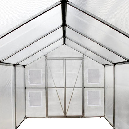8’ x 13’ Greenhouse Grow Tent w/20 Mil Ripstop Leno Mesh PVC Cover, Galvanized Steel Frame, Roll-up Windows, TMG-GH813