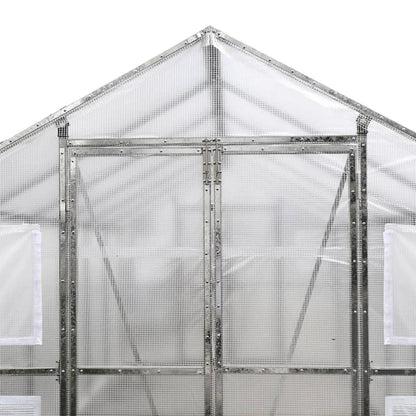 8’ x 13’ Greenhouse Grow Tent w/20 Mil Ripstop Leno Mesh PVC Cover, Galvanized Steel Frame, Roll-up Windows, TMG-GH813