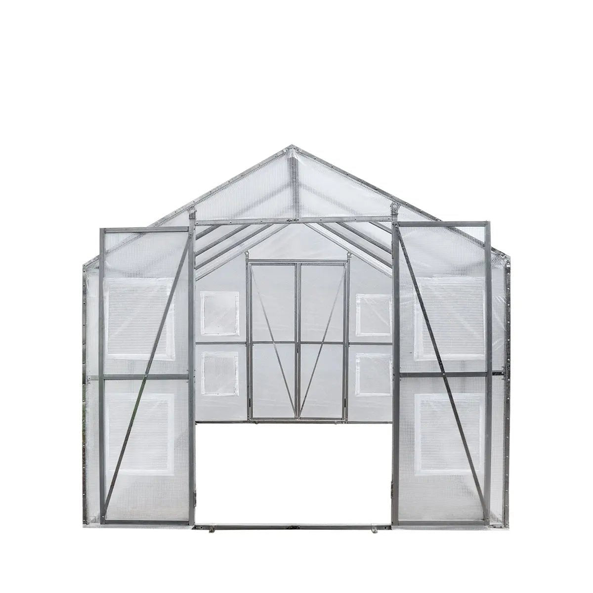 8’ x 13’ Greenhouse Grow Tent w/20 Mil Ripstop Leno Mesh PVC Cover, Galvanized Steel Frame, Roll-up Windows, TMG-GH813