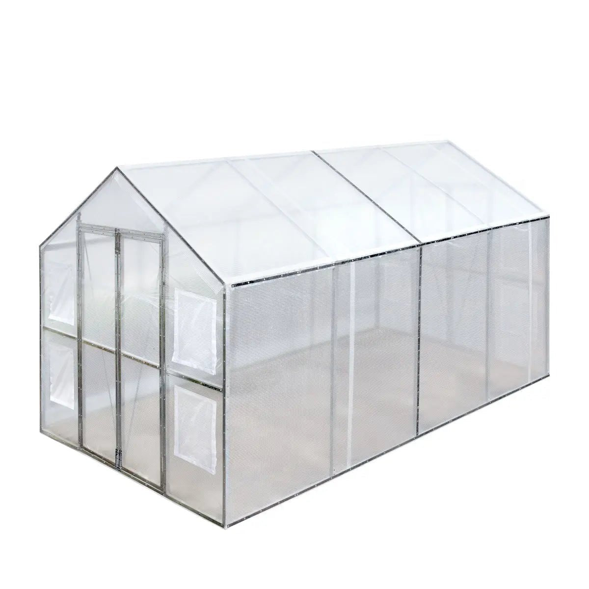 8’ x 13’ Greenhouse Grow Tent w/20 Mil Ripstop Leno Mesh PVC Cover, Galvanized Steel Frame, Roll-up Windows, TMG-GH813