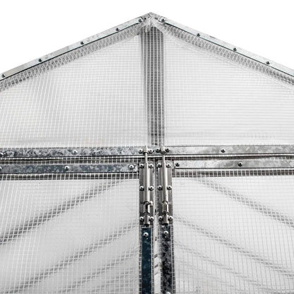 8’ x 13’ Greenhouse Grow Tent w/20 Mil Ripstop Leno Mesh PVC Cover, Galvanized Steel Frame, Roll-up Windows, TMG-GH813